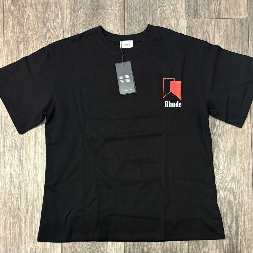 Rhude Black and Red chevron logo t shirt